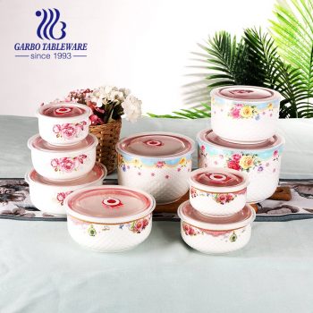 Hotsale 3pcs porcelain bowl set food container with customized decal