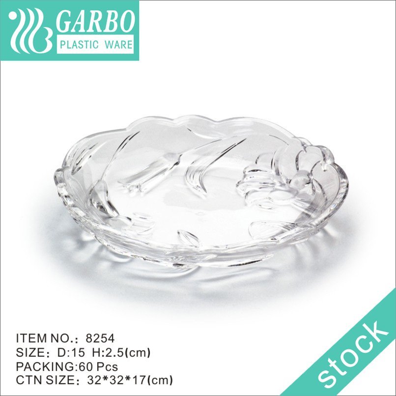 Strong and Lightweight Plastic Fruit Snack Plate with Irregular Shape and Embossed Designs Mini Tableware Serving Plates