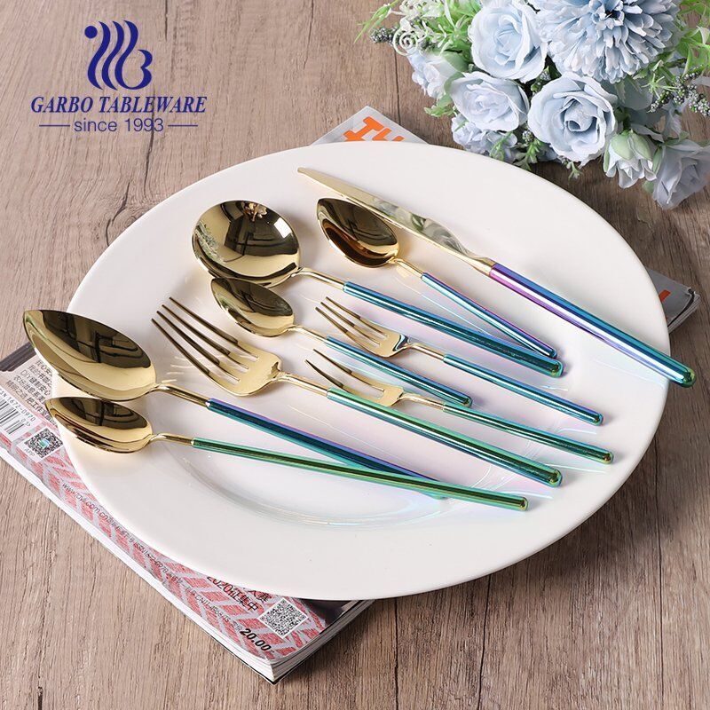 Factory Price 9 pcs Gold Plated Stainless Steel Cutlery Set American European Popular Flatware Set made in China