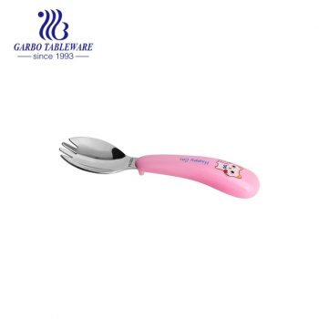 Children use high quality plastic handle 304 stainless steel fork spoon for kids