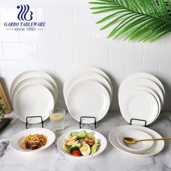 Promotion classic hotel porcelain tableware 7/8/9/10/11inch flat round porcelain charger plates