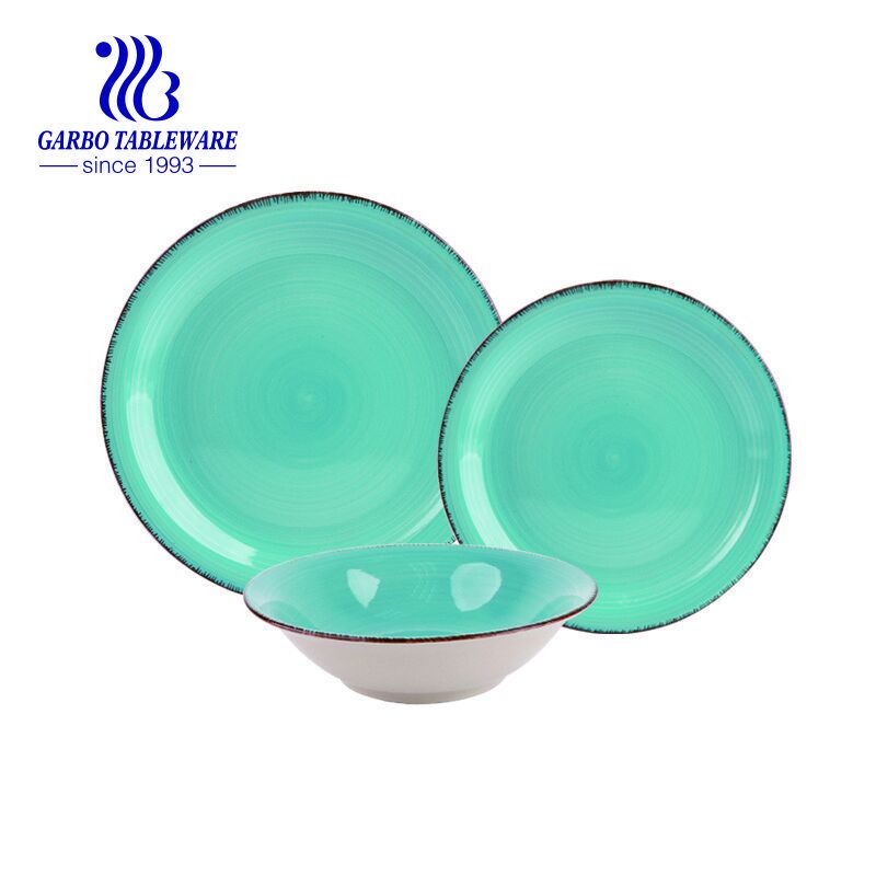 new arrived hand painting gree color glazed dinner set