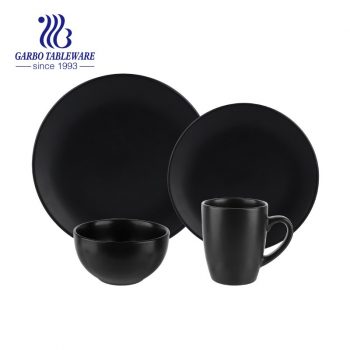 matt surface cool black storage dinner set