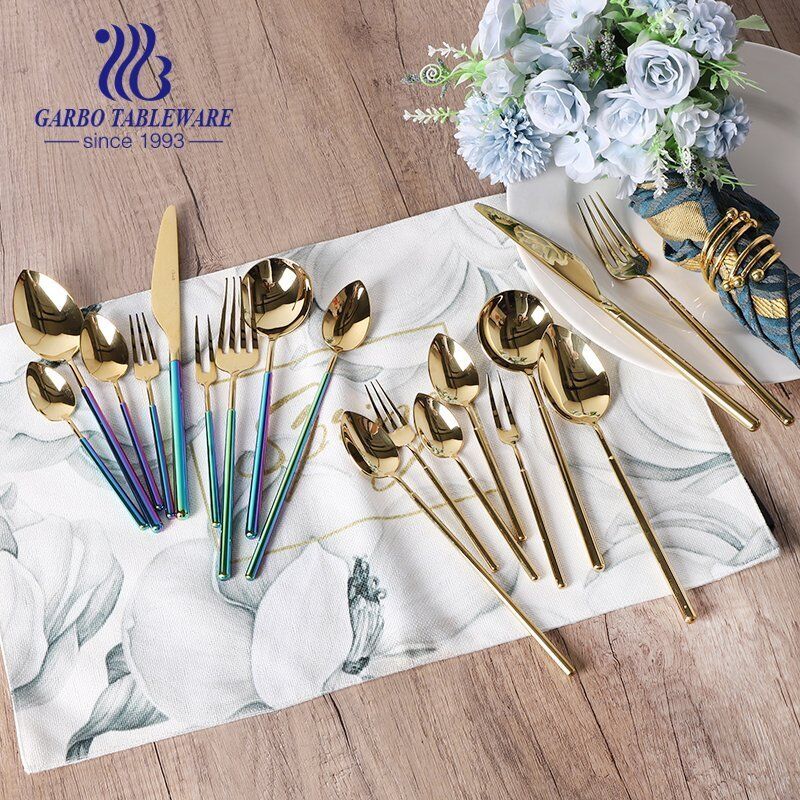 Custom stainless steel fork with heavy and colorful handle for hotel and resutaurant