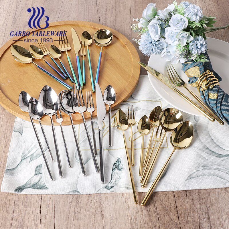 Custom stainless steel fork with heavy and colorful handle for hotel and resutaurant