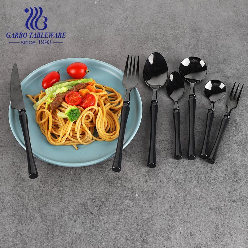 New design hign-end black plating decoration stainless steel fork with plastic handle