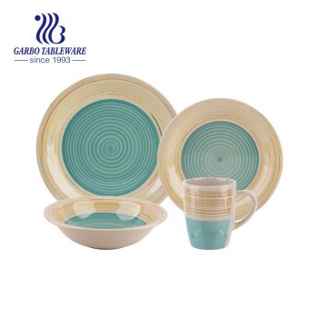 16pcs hand painting earthware plate bowl and mug set