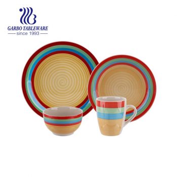 colorful rainbow design stoneware dinner set