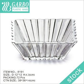 Machine-made engraved strip design square plastic cake salad unbreakable bowl for dinner eating