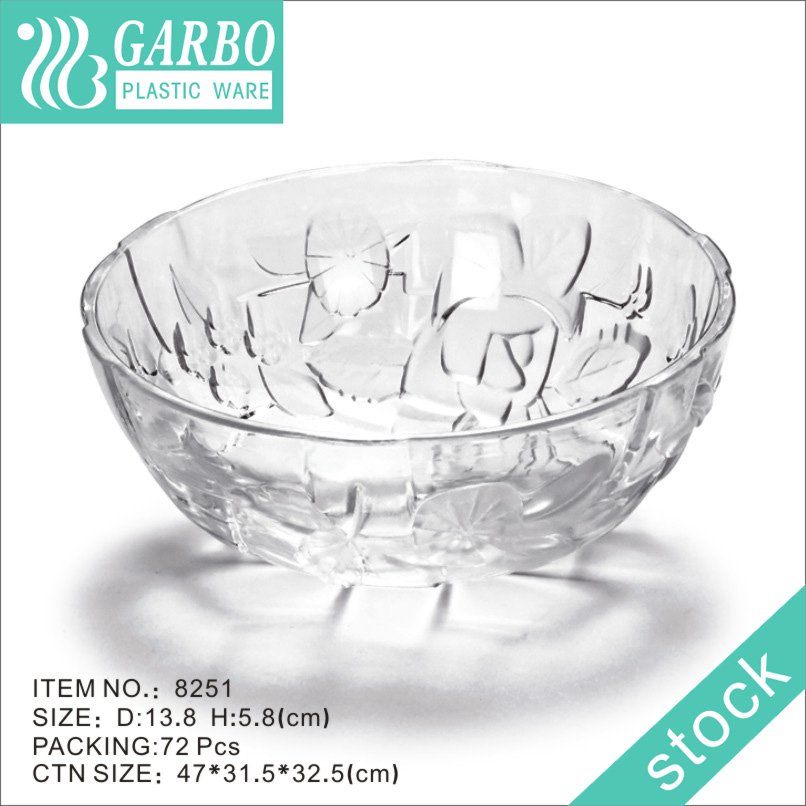 Machine-made healthy transparent bloom flower shape plastic dessert salad bowl