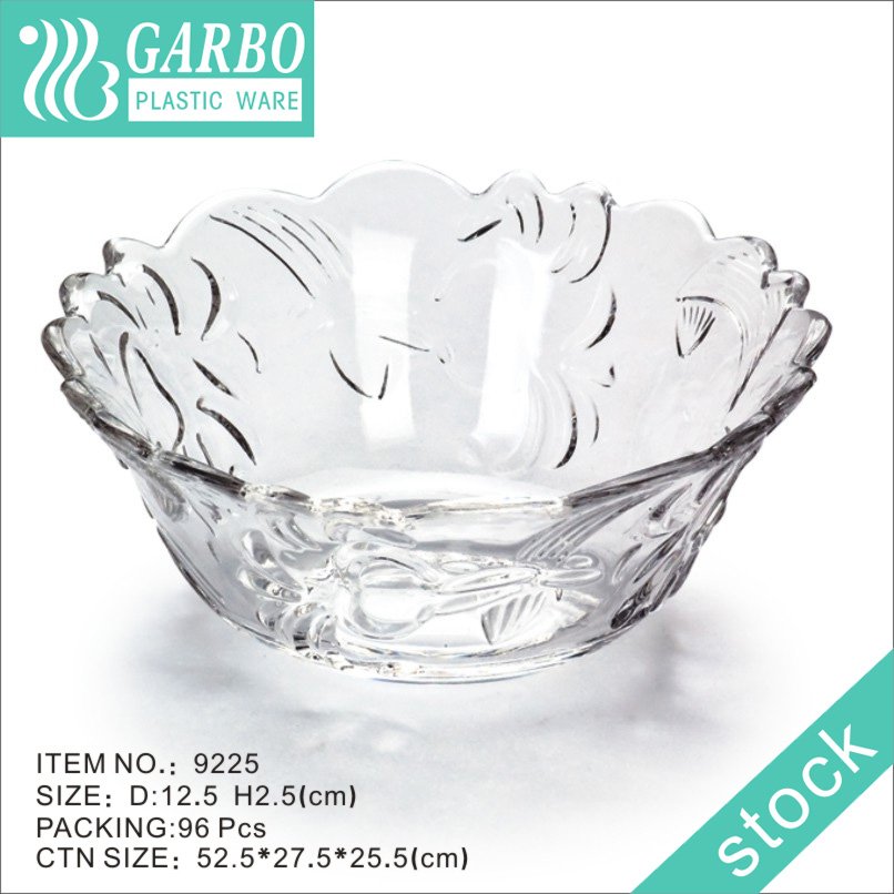 Machine-made healthy transparent bloom flower shape plastic dessert salad bowl