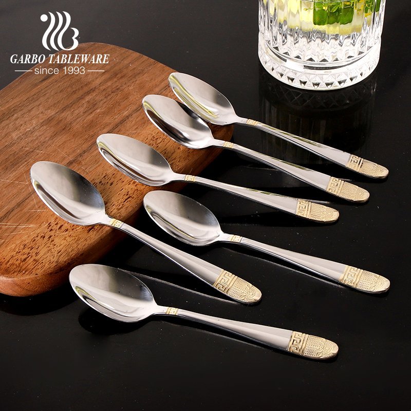 Egyptian style stainless steel golden plated flatware set 16 pieces China wholesale cutlery set