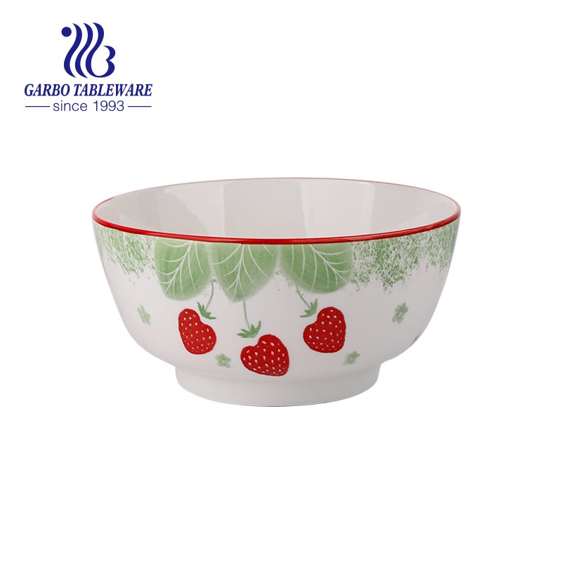 Ceramic baking bowl square 550ml with handle and strawberry decal