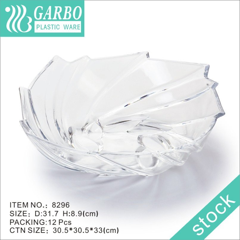 Classical transparent engraved apple pattern unbreakable plastic mixing salad bowl for dinner