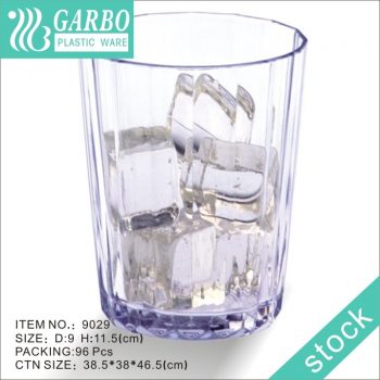 Home drinkware transparent 440ml plastic water drinking cup with strip design