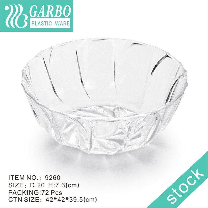 Classical transparent engraved apple pattern unbreakable plastic mixing salad bowl for dinner