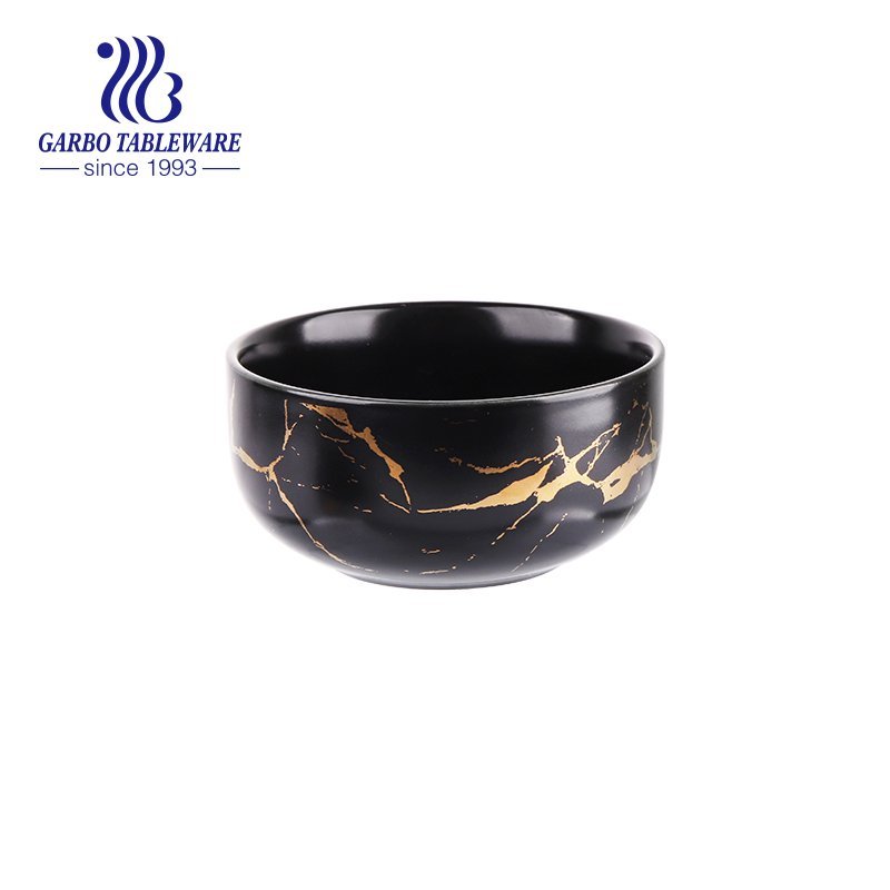 Golden rim series of 350ml pocerlain bowl with lotus shape for wholesale