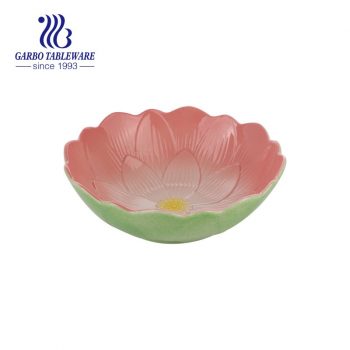 660ml durable porcelain bowl with lotus shape and design for family usage