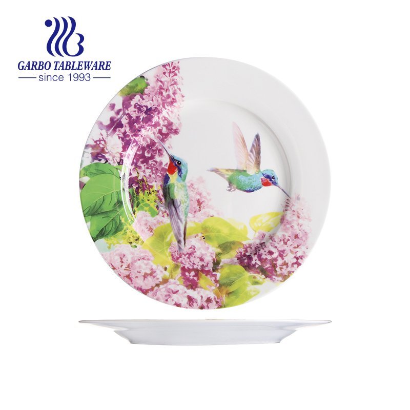 Factory cheap custom printing design flower decal 7.5inch porcelain dessert plate