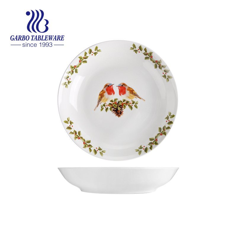 Wholesale Christmas deer design food grade 10.5inch porcelain flat dinner plate