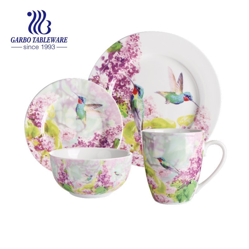 Near arrival new bone china square dinner set with rose design