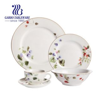 20pcs new bone china dinner set with golden rim design