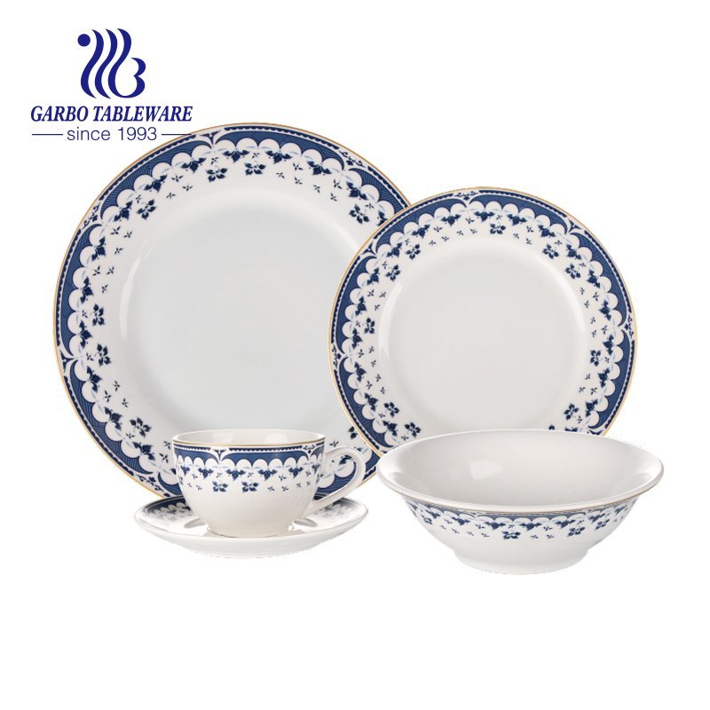 20pcs new bone china dinner set with golden rim design