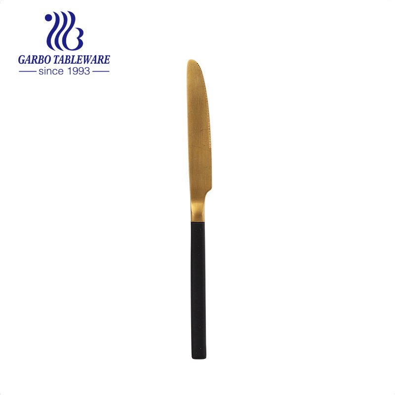 Export Safe Package Different Color Table Knife Golden Head Dinner Knife with White Handle