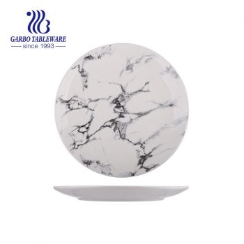 Wholesale custom marble design 10inch fine porcelain charger plate for dining