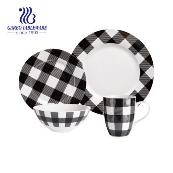 Scottish tartan design 16pcs round shape dinner set