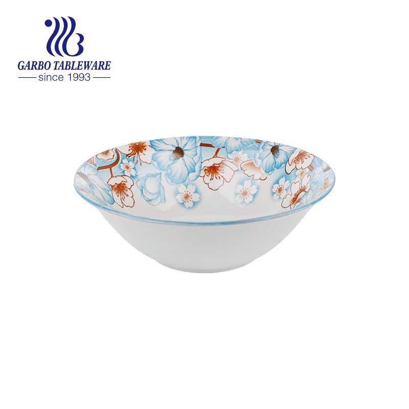 600ml Ceramic salad bowl with full decoration for promotion