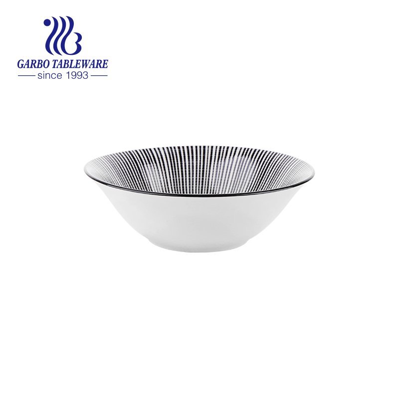 600ml Ceramic salad bowl with full decoration for promotion