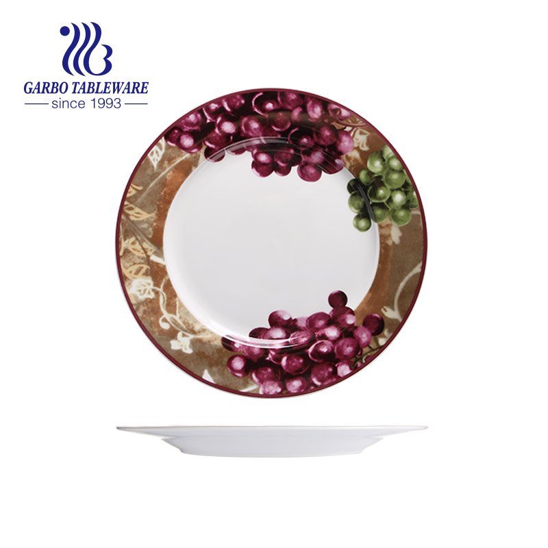 Wholesale unique OEM design flower decor 10.5inch porcelain flat plate for dinning