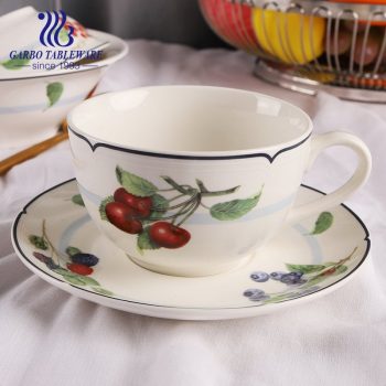 Print porcelain coffee mug with printing saucer drinking set tea mugs sets cermaic cup new bone china drink ware