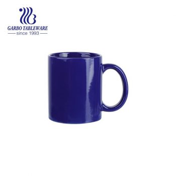 Custom gift words print decal pattern stoneware mug color glaze blue ceramic water mug classic drinking cup