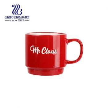 410ml Custom words logo red color gift drinking mug personal ceramic coffee mug