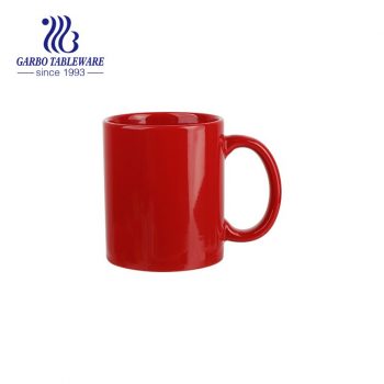 Red color glazed classic ceramic mug stoneware drinking cup custom  words  and logo decal print porcelain mugs