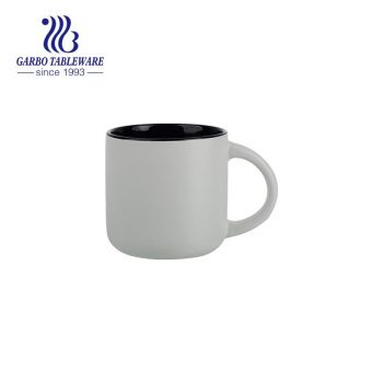 Stoneware coffee mug with inside black color glazed for wholesale