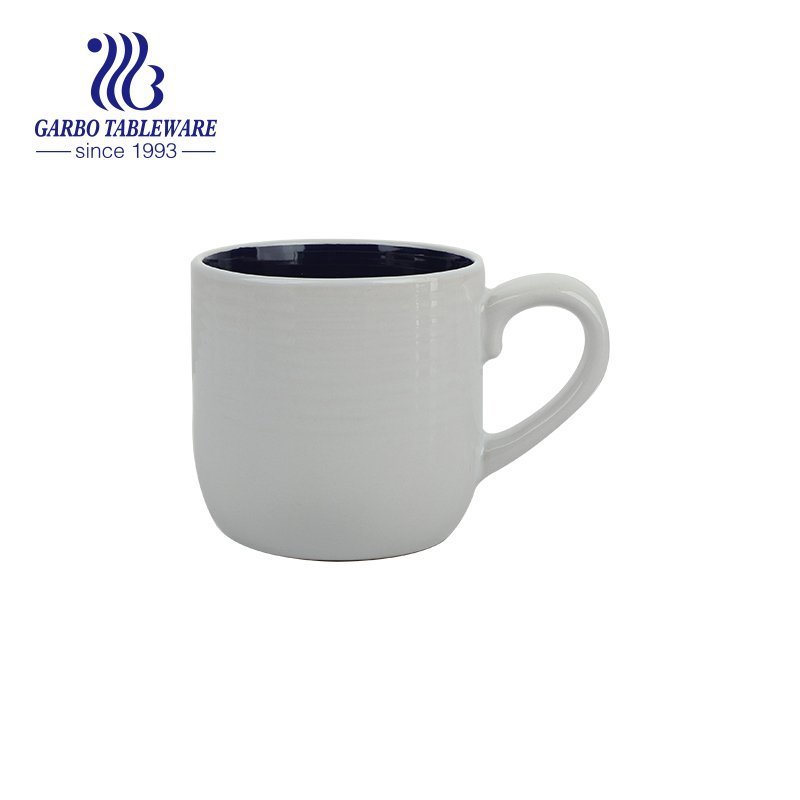 Stoneware coffee mug with inside black color glazed for wholesale