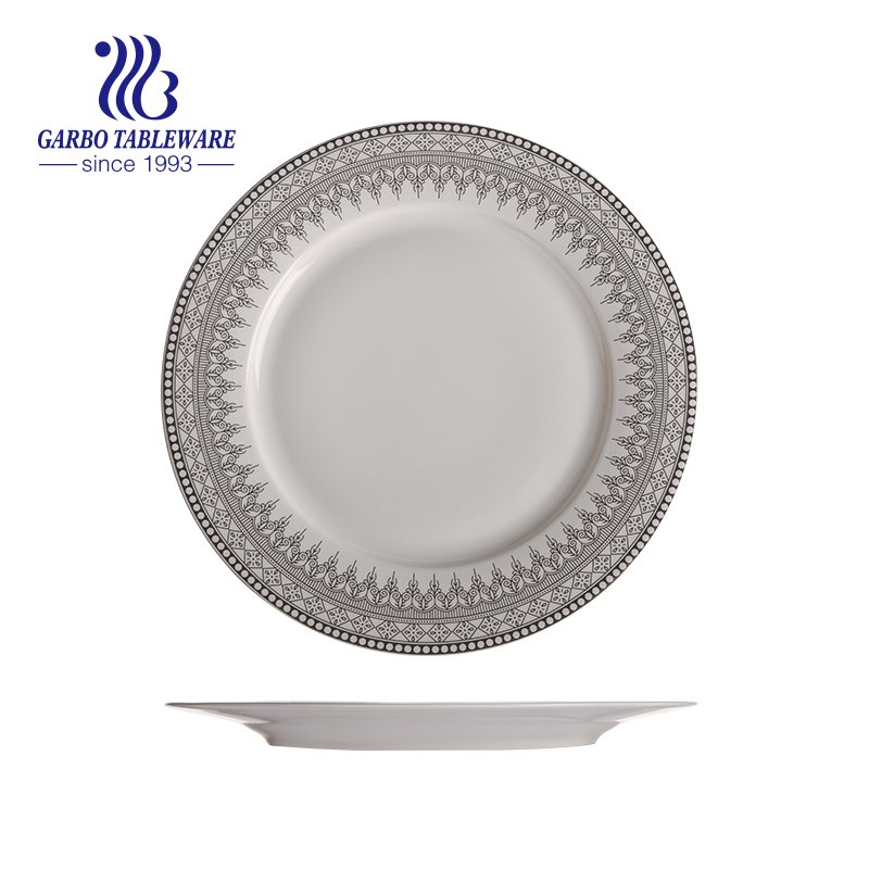 Wholesale custom golden design New Bone China 10.5inch luxury dinner plate