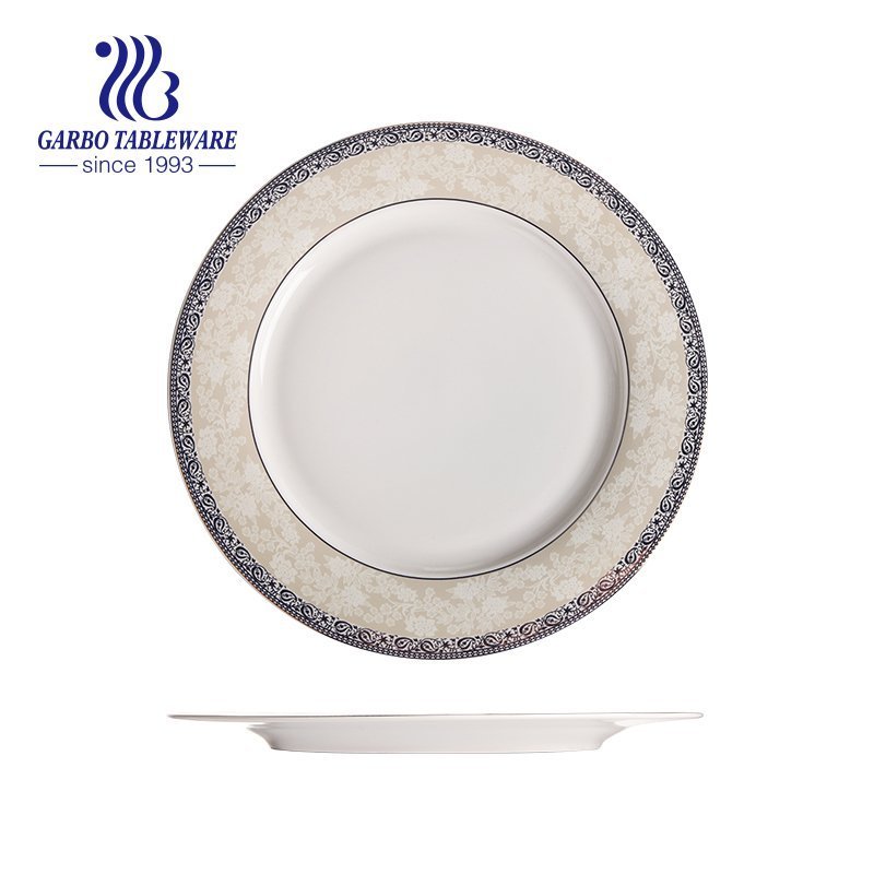 Wholesale custom golden design New Bone China 10.5inch luxury dinner plate