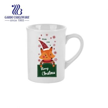 427ml Christmas stoneware mug with with fox decal ceramic coffee mug