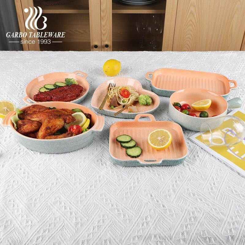 Microwave safe Heat-Shaped Colorful porcelain baking pan steak plate dinner plate flat plates dessert dish