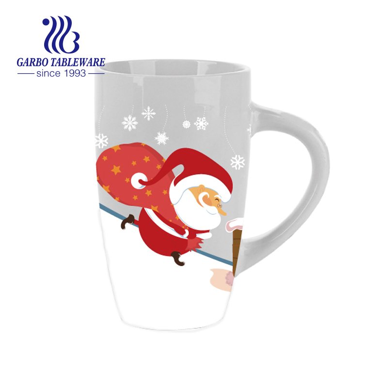 355ml Father Christmas design ceramic mug cheap price coffee mug