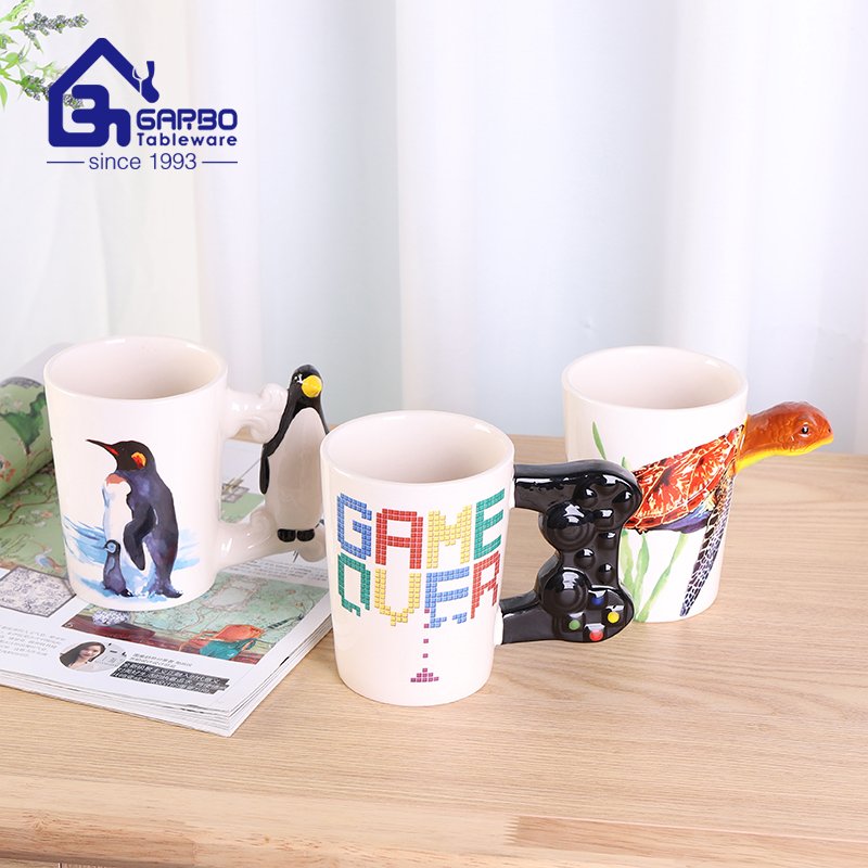 380ml Gift Order Promotion Project Creative Handmade 3D Sea Turtle Ceramic Pure Hand- Painted Coffee Mugs