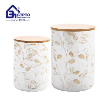 Wholesale 2pcs canister set hand painted decor sealed porcelain storage jar