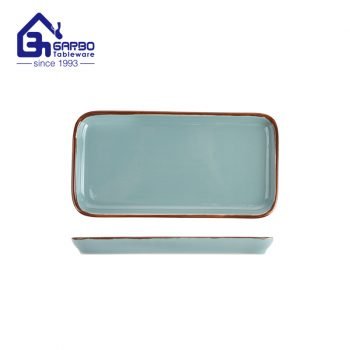 Rectangle dinner dish kitchen cooking ceramic fish plate custom dinnerware set for hotel