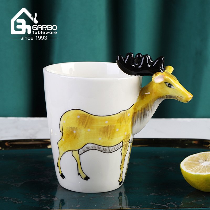 3D annimal zebra fashion ceramic water mug office drinking cup with color handle