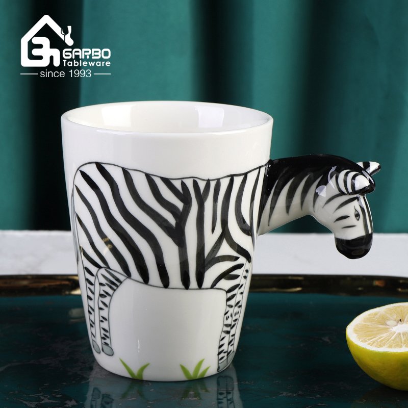 3D new fashion design dog handle ceramic mug coffee drinking mugs set