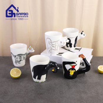 China factory handmade unique vivid monkey elephant design 400ml ceramic coffee cup